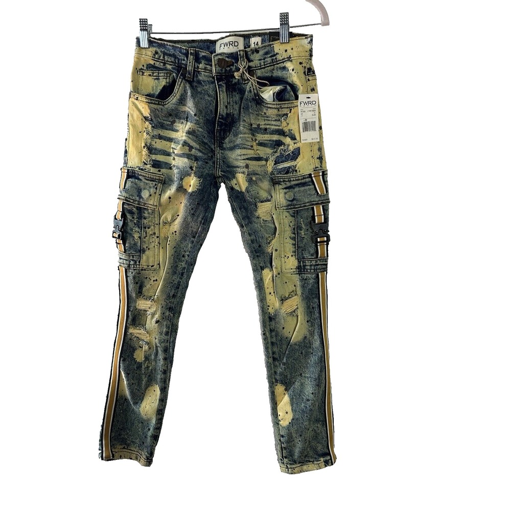 FWRD‎ DENIM & CO.  Kids Buckle Up Grunge Denim Jeans SZ 14
